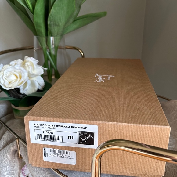 Christian Louboutin Black Leather Clutch with Multi Colored Pattern NWT - Picture 7 of 11